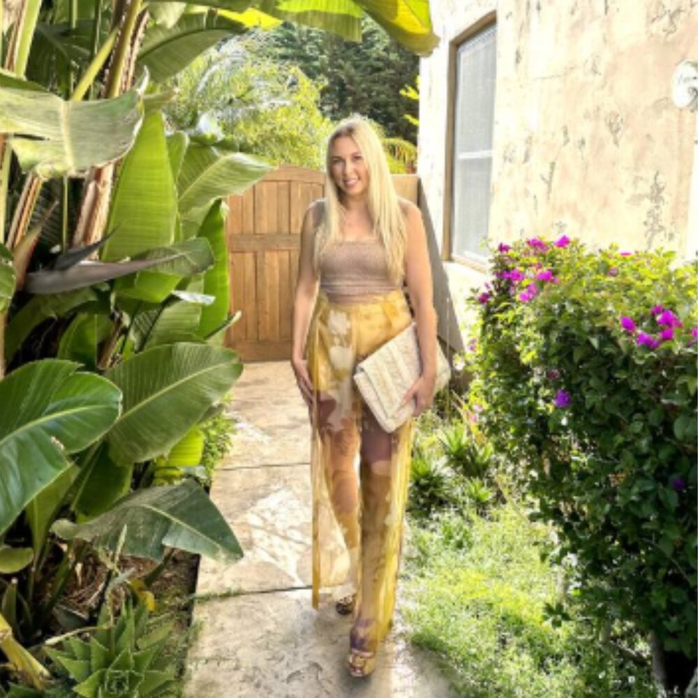 Brand New PANKAJ & NIDHI PRINTED SHEER PANTS